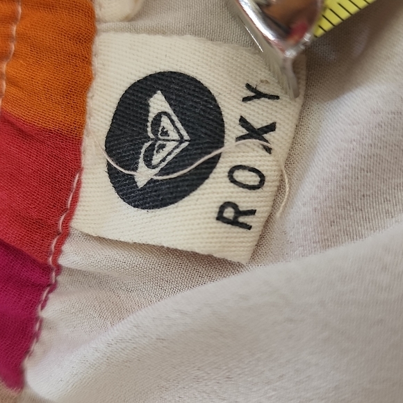 (XL) Roxy High Low Hem Romantic Bohemian Vacation Caribbean Ruffled Color Block - Picture 8 of 11